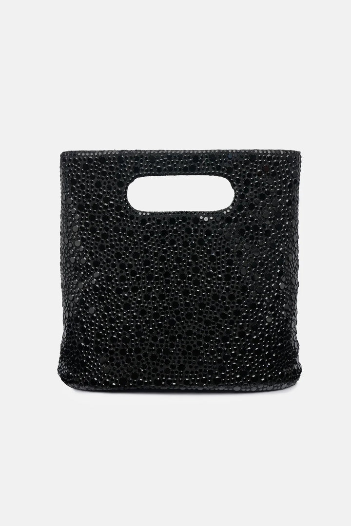 Borsa a Mano Mini Tote in Velluto con Micro Strass