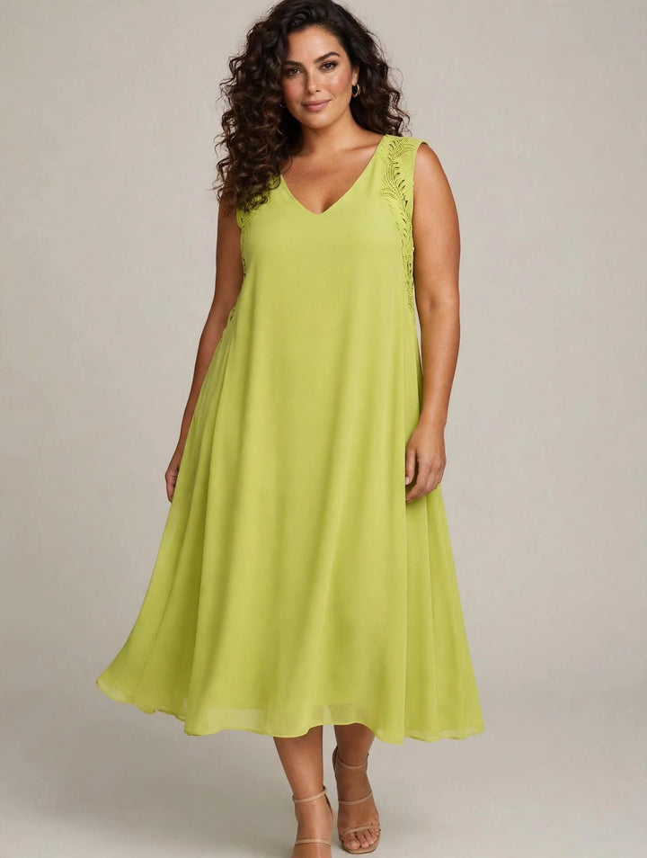 GAIA LIFE - ABITO MIDI FLUIDO IN CHIFFON,