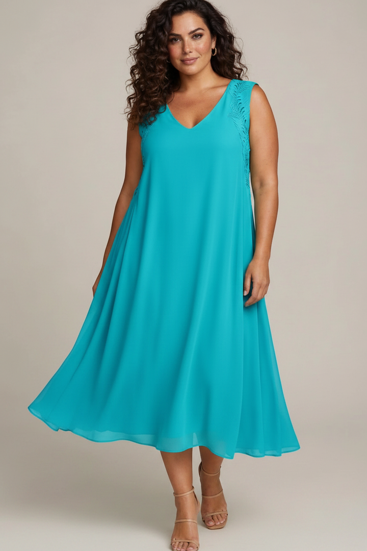 GAIA LIFE - ABITO MIDI FLUIDO IN CHIFFON,