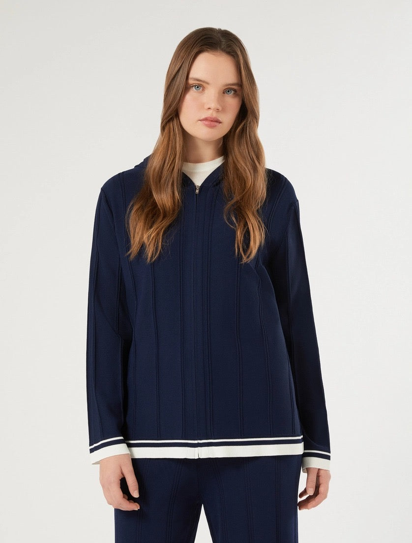 PERSONA - CARDIGAN IN VISCOSA STRETCH - BLU NOTTE