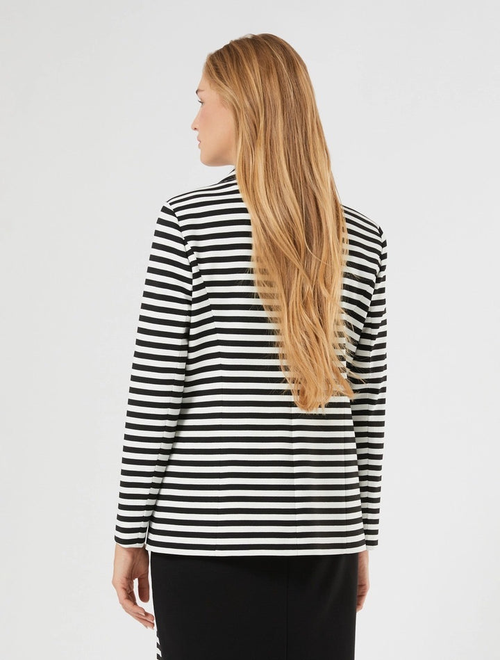 PERSONA - GIACCA BLAZER IN JERSEY RIGATO - BIANCO NERO