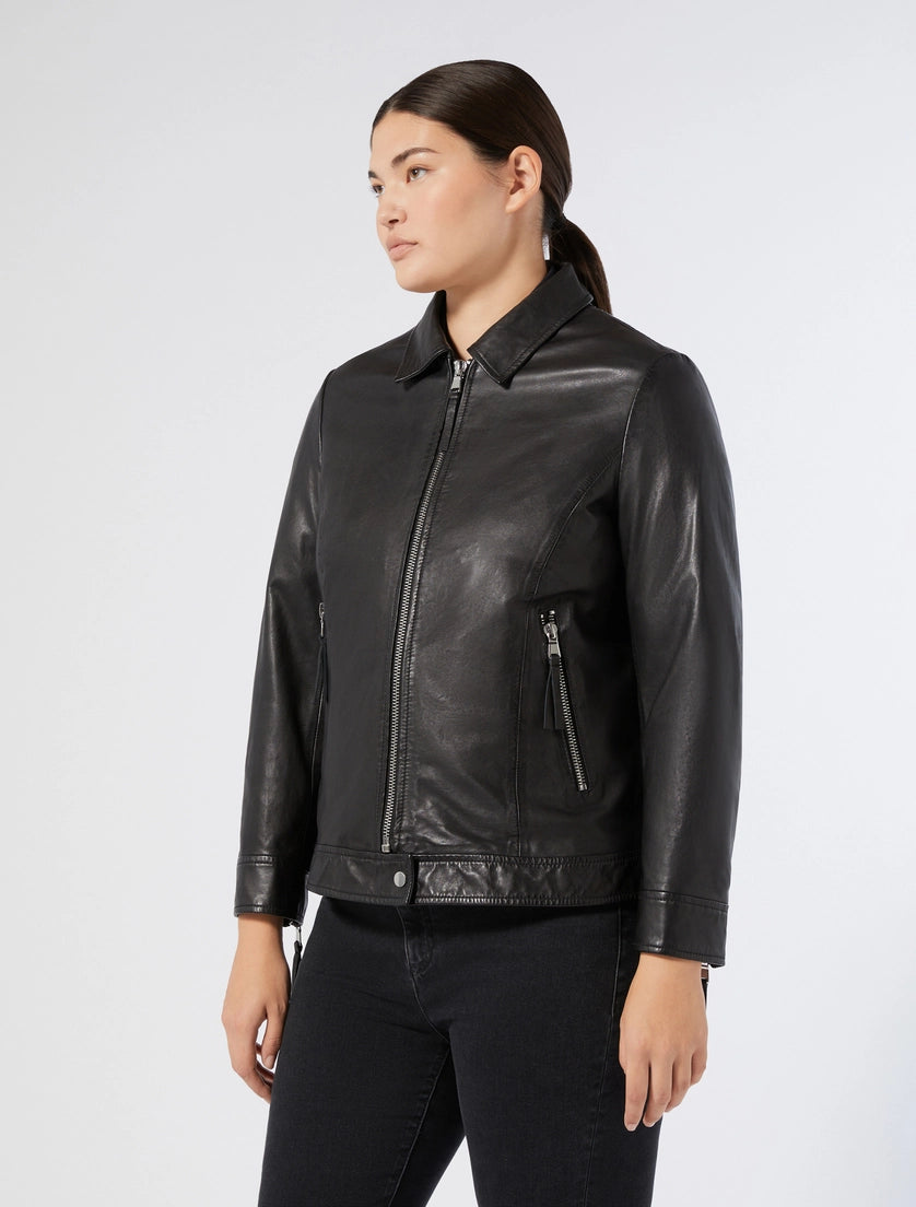 GIACCA BIKER IN PELLE - NERO
