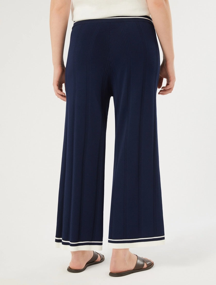 PERSONA - PANTALONI IN VISCOSA A COSTE - BLU NOTTE