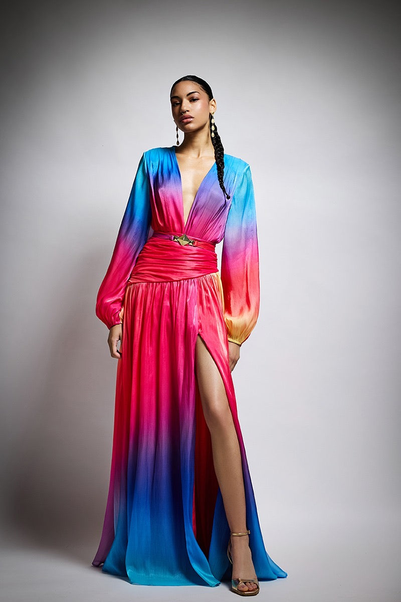 Completo 2 Pezzi Twins - Completo Multicolor Sfumato con Gonna e Spacco