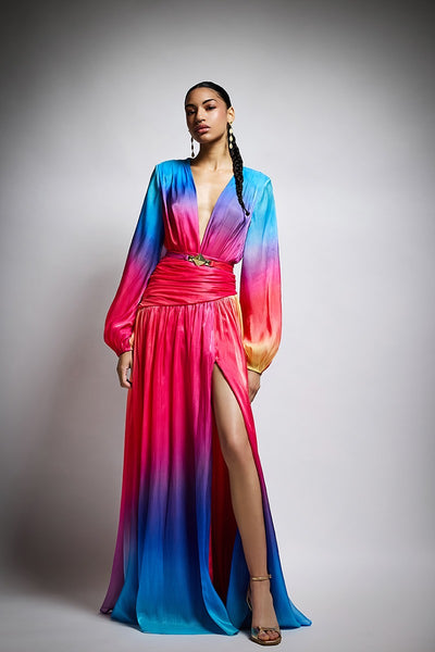 Completo 2 Pezzi Twins - Completo Multicolor Sfumato con Gonna e Spacco