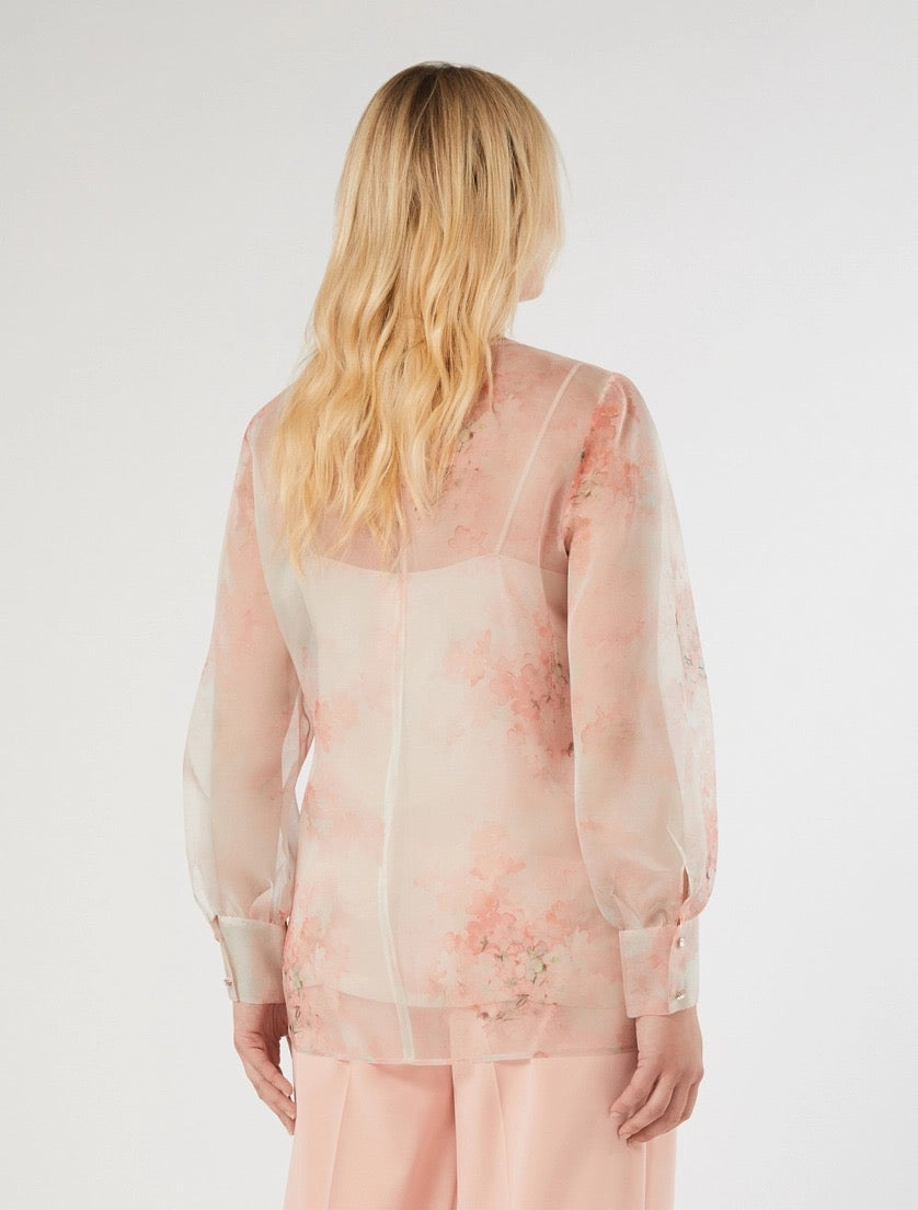 MARINA RINALDI - BLUSA IN ORGANZA DI SETA - ROSA