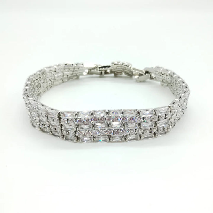 Bracciale di zirconi crystal con rodiatura color argento
