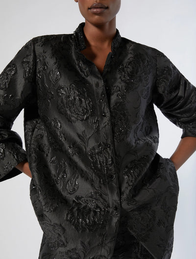 CASACCA JACQUARD CON RICAMO - NERO