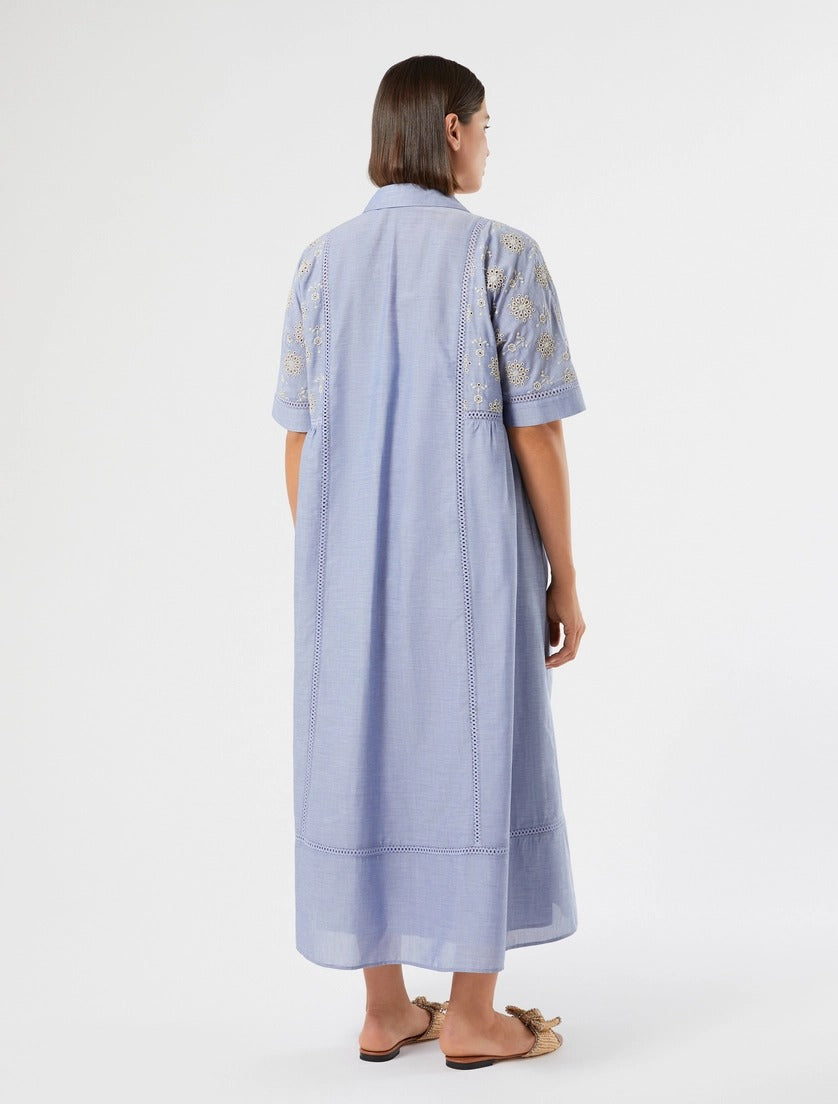 MARINA SPORT - ABITO MIDI IN CHAMBRAY CON RICAMO - AZZURRO