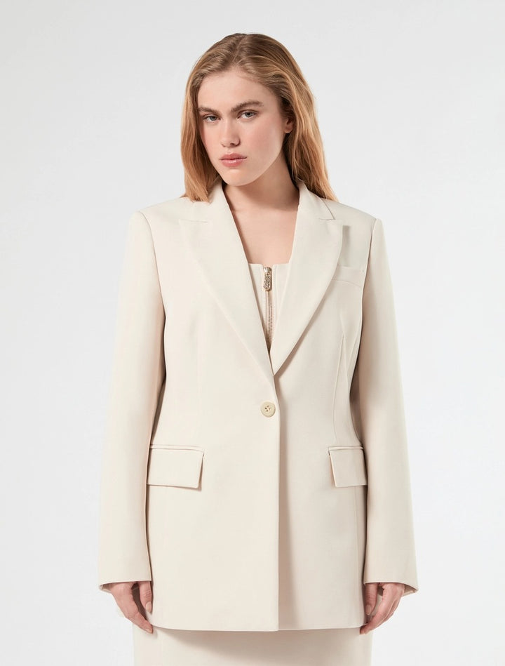 PERSONA - GIACCA BLAZER IN TESSUTO DIAGONALE - ALBINO