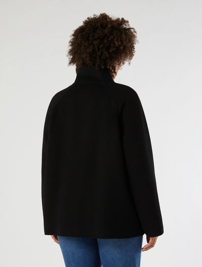 GIACCONE IN DOUBLE DI MISTO LANA - NERO