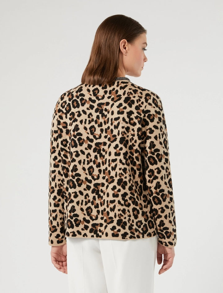 PERSONA - CARDIGAN IN FILATO DI MISTO LANA CON LAVORAZIONE JACQUARD PIQUET