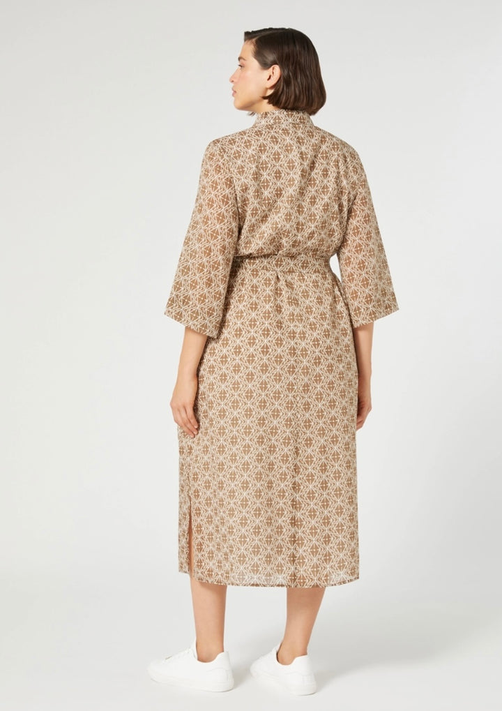 VOYAGE - VOILE DI PURO COTONE LINEA SVASATA COLLETTO A CAMICIA MANICHE A TRE QUARTI SFODERATE CHIUSURA A POLO CON BOTTONI IN