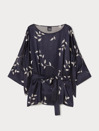 BLUSA IN RASO DÉVORÉ - BLU
