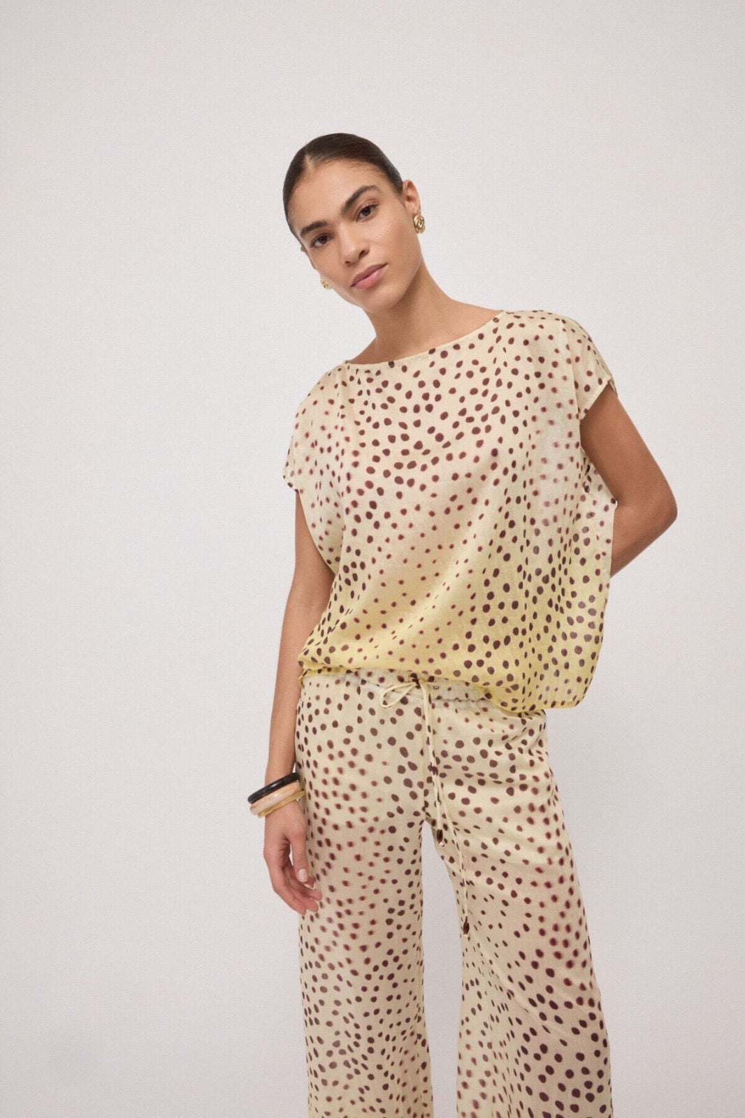 OTTO D’AME - PANTALONI PALAZZO CON ELASTICO