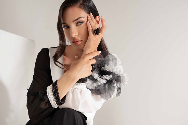 FLÒ - COMPLETO ELEGANTE BICOLORE CON PANTALONE PALAZZO