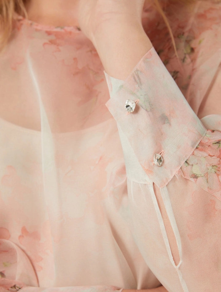 MARINA RINALDI - BLUSA IN ORGANZA DI SETA - ROSA