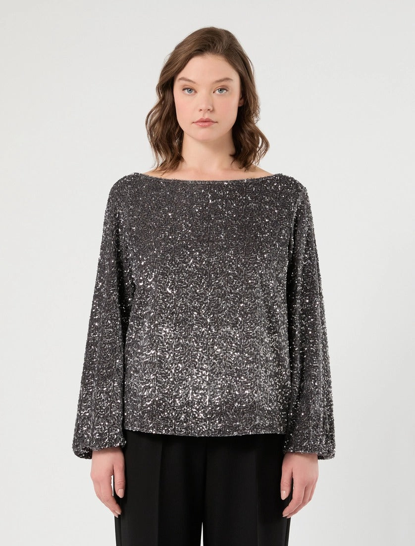 PERSONA - BLUSA IN CINIGLIA RICAMATA, DALLA LINEA DRITTA