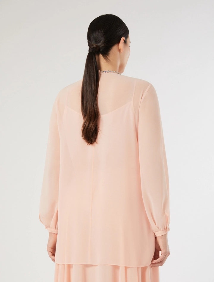MARINA RINALDI - BLUSA IN GEORGETTE CON RICAMO - ROSA
