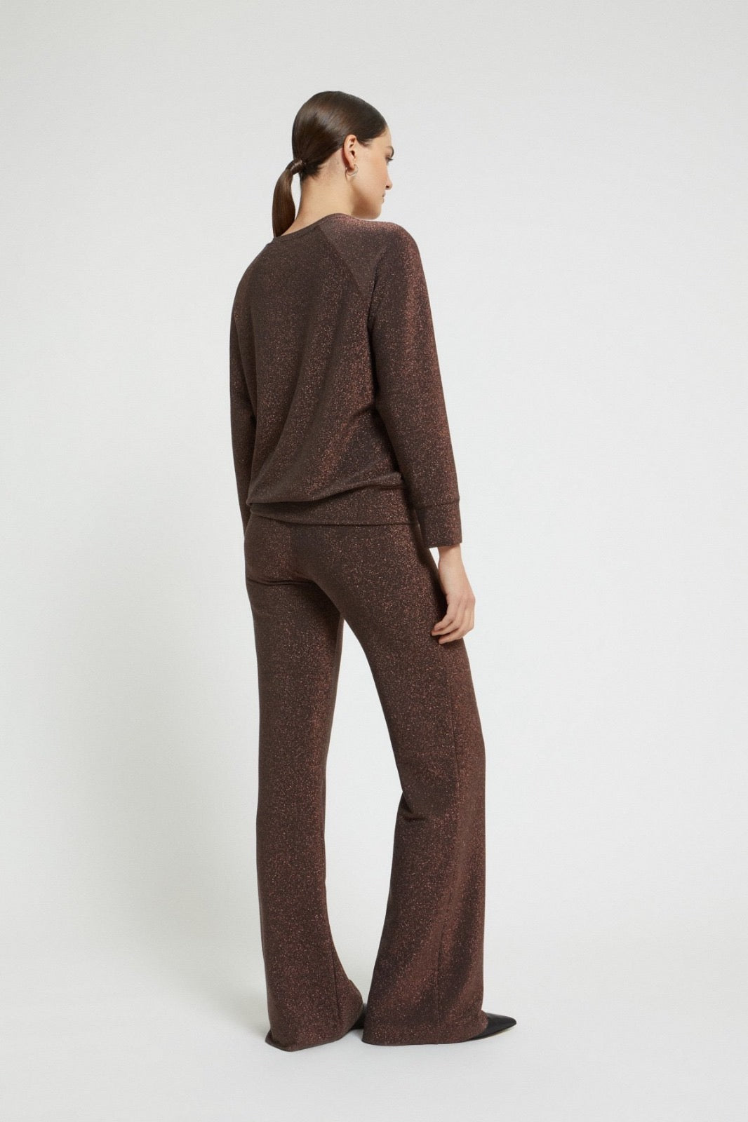 OTTO D’AME - PANTALONE PALAZZO IN PURA VISCOSA ELASTICIZZATA CON FILO LUREX E ELASTICO IN VITA