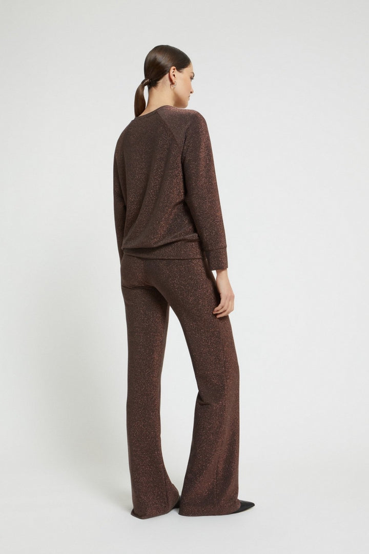 OTTO D’AME - PANTALONE PALAZZO IN PURA VISCOSA ELASTICIZZATA CON FILO LUREX E ELASTICO IN VITA