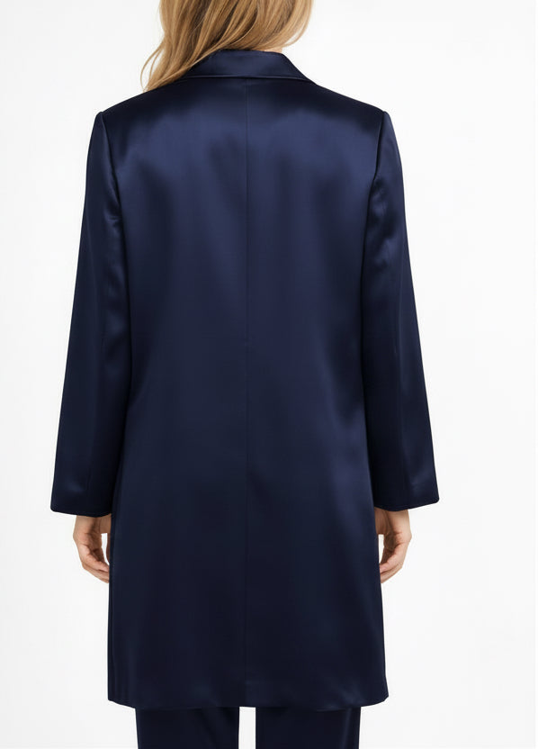 PERSONA - SOPRABITO LUNGO BLU IN RASO LEGGERO SATIN