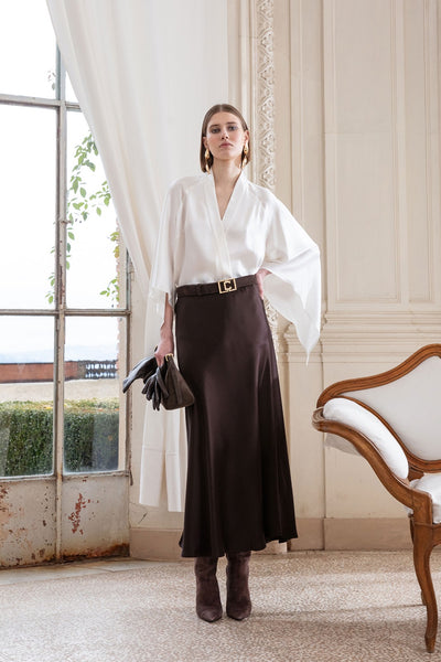 Camicia Kimono in Raso disponibile Verde Oliva