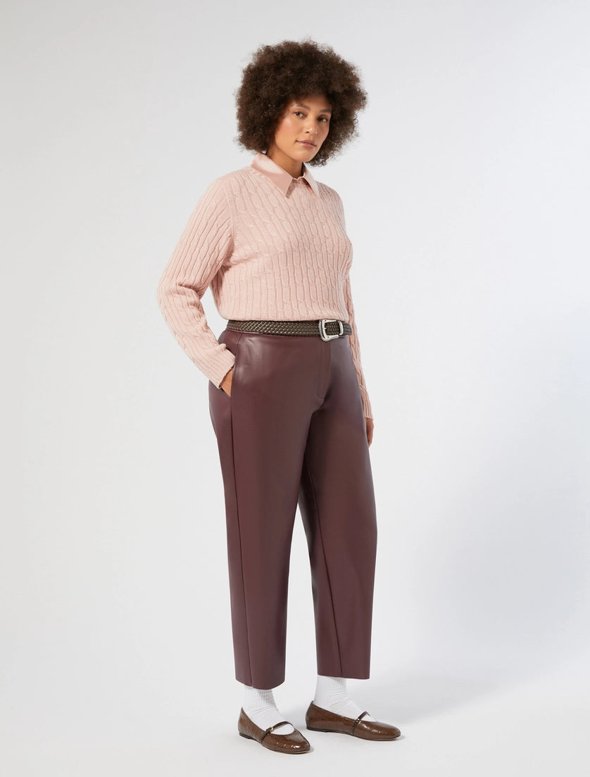 PERSONA - PANTALONI IN JERSEY SPALMATO - ROSSO MARRONE