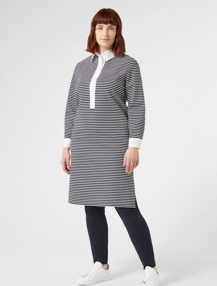 MARINA SPORT - JERSEY PUNTO MILANO DETTAGLI IN POPELINE DI COTONE LINEA DRITTA COLLETTO A CAMICIA APERTURA CON BOTTONI MANICHE LUNGHE POLSI