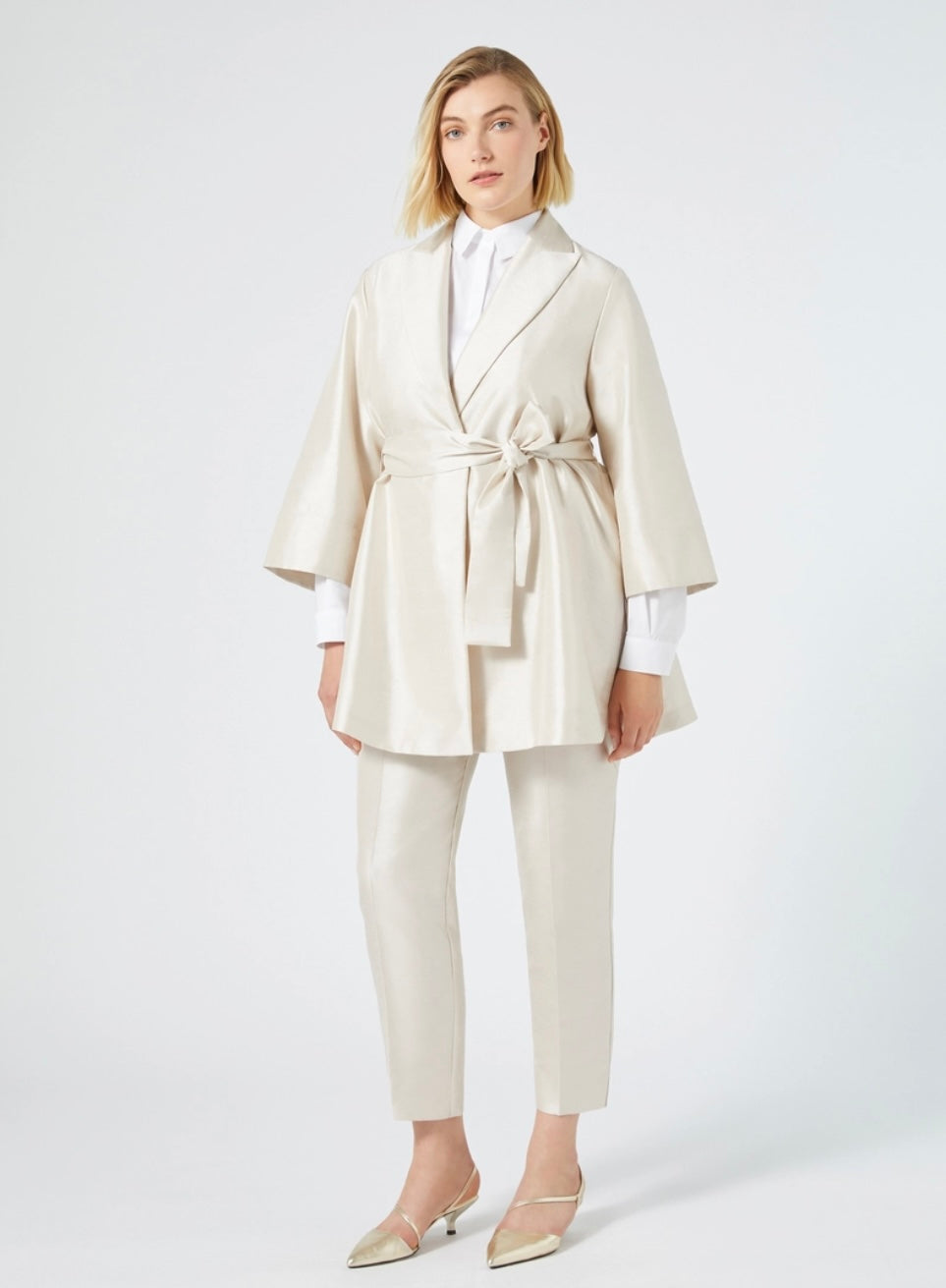 PERSONA - SHANTUNG E LINEA AFFUSOLATA PER I PANTALONI SLIM CON PIEGA STIRATA