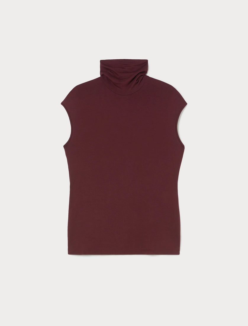 TOP DOLCEVITA IN JERSEY - ROSSO MARRONE