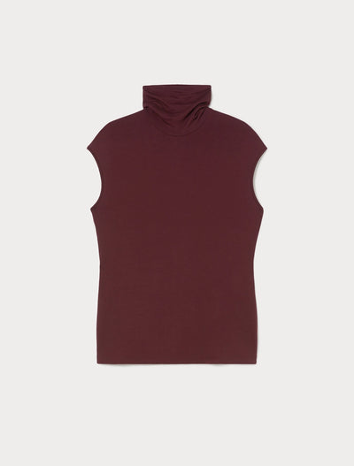 TOP DOLCEVITA IN JERSEY - ROSSO MARRONE