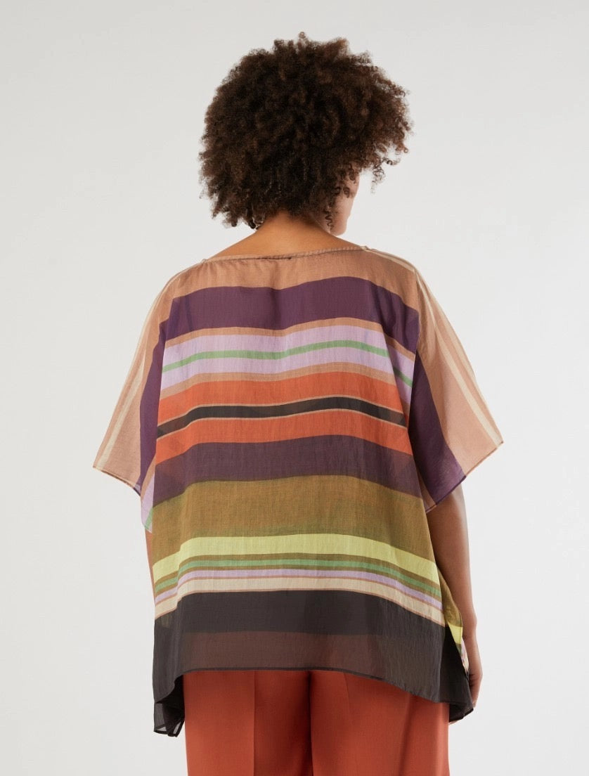 PERSONA - PONCHO IN TENCEL STAMPATO E TOP