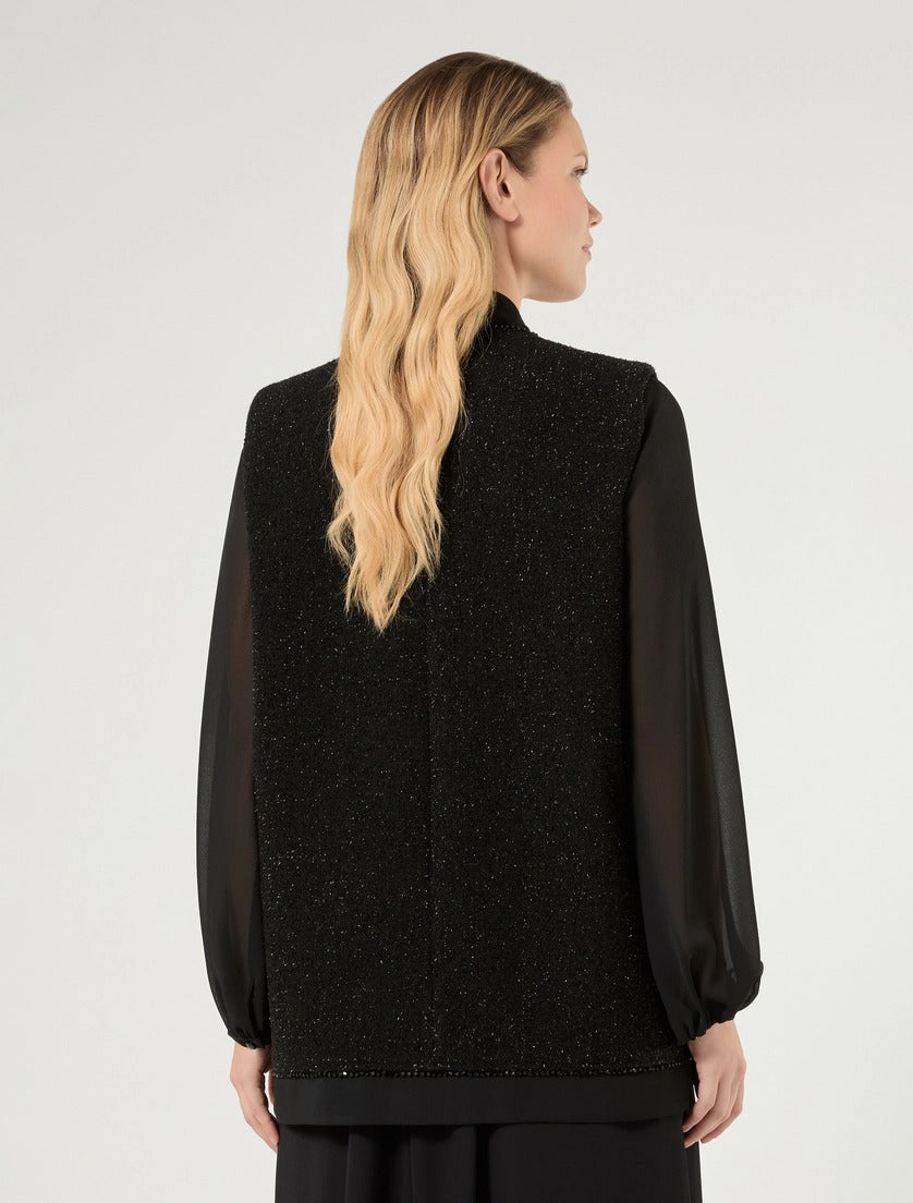 GILET IN TINTO FILO LAMÉ CON RICAMI