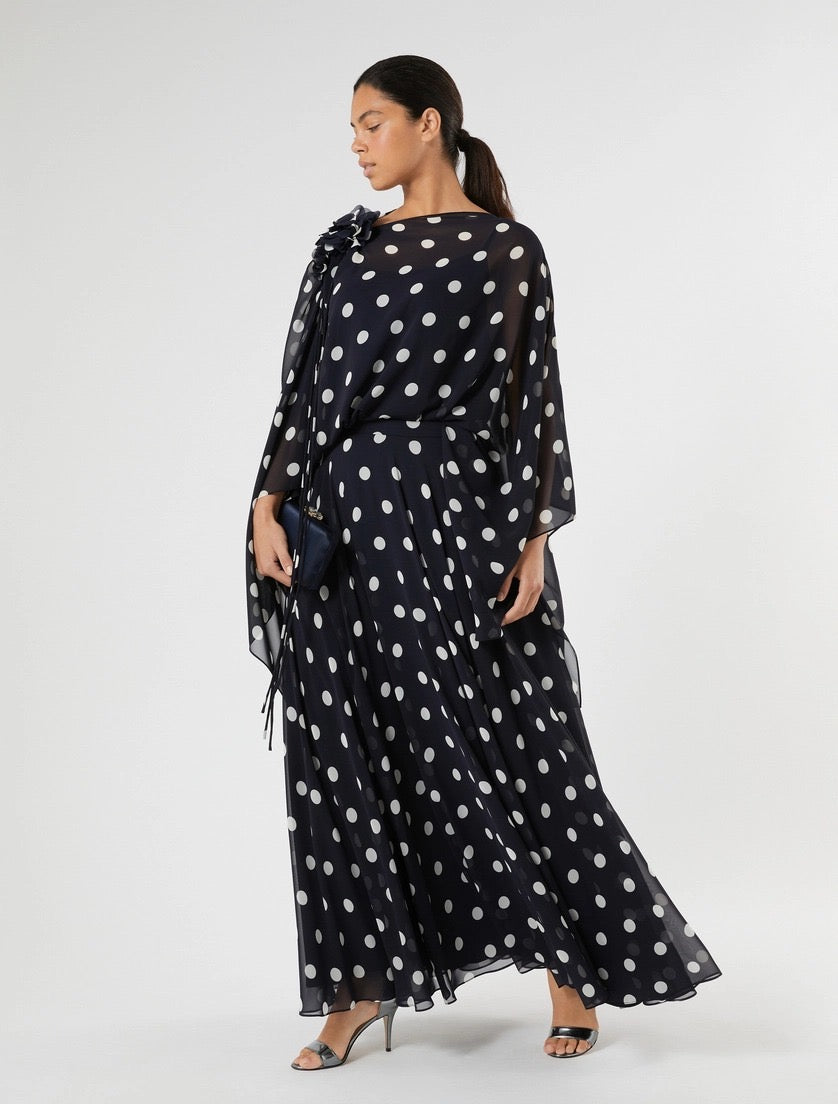MARINA RINALDI - CASACCA IN GEORGETTE A POIS - BLU MARINO