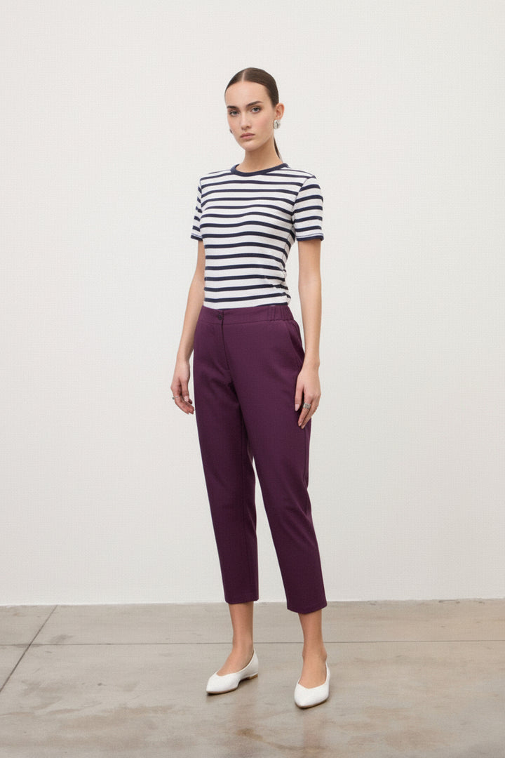 OTTO D’AME - PANTALONI CARROT IN POPELINE