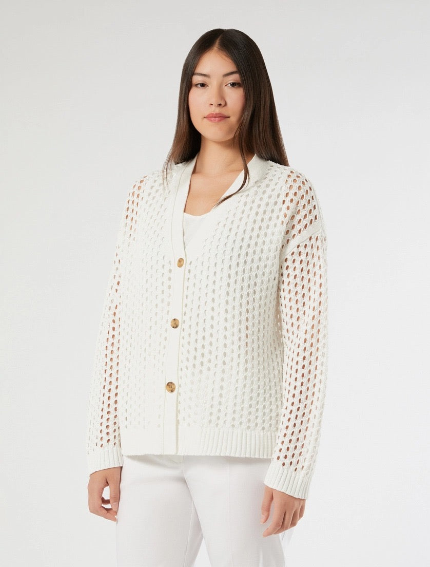 PERSONA - CARDIGAN IN COTONE CON LAVORAZIONE A PUNTO TRAFORATO