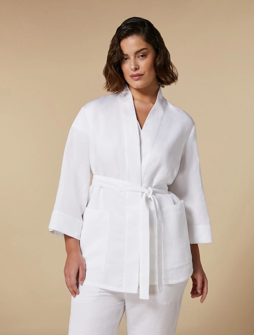 MARINA SPORT - GIACCA IN LINO TENCEL CON MANICHE A GIRO ,COLLO SCIALLATO E TASCHE APPLICATE