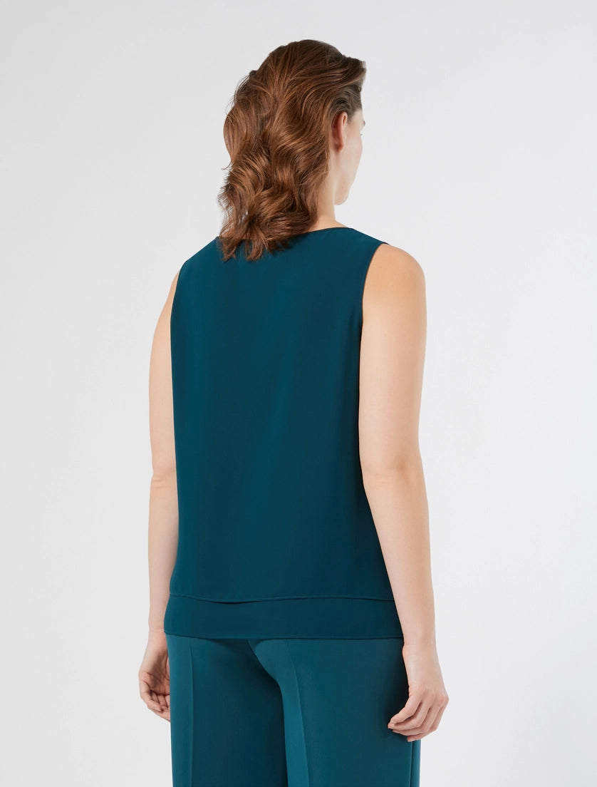 MARINA RINALDI - TOP IN CRÊPE GEORGETTE - VERDE SMERALDO