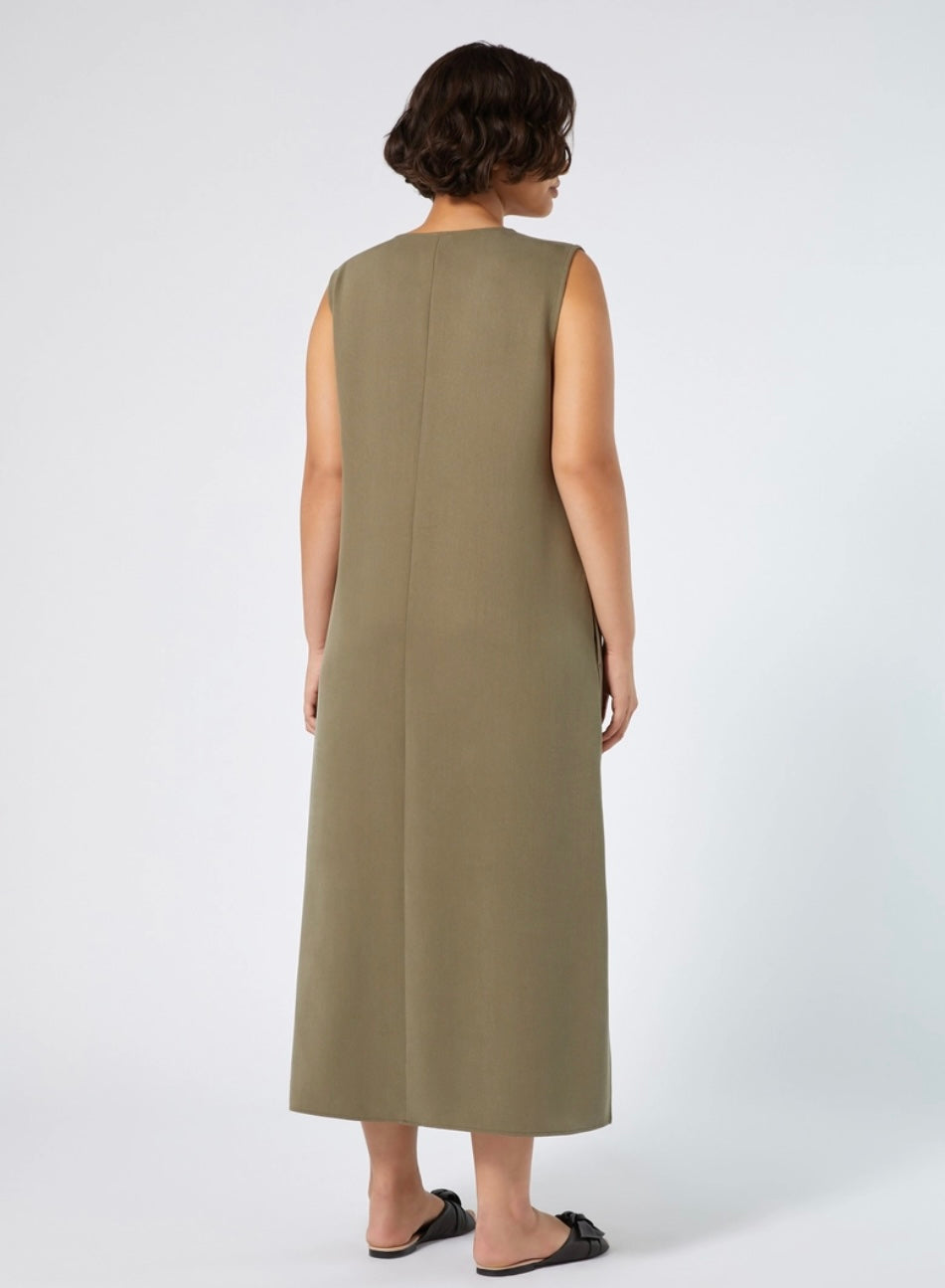 PERSONA - ABITO LUNGO IN TENCEL, CON TASCHE AI FIANCHI E LINEA SVASATA