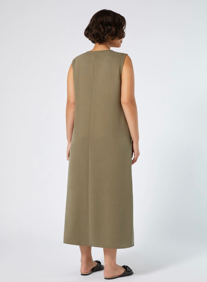 PERSONA - ABITO LUNGO IN TENCEL, CON TASCHE AI FIANCHI E LINEA SVASATA