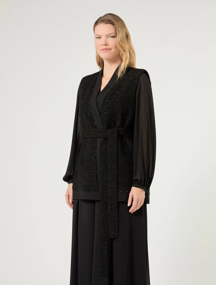 GILET IN TINTO FILO LAMÉ CON RICAMI