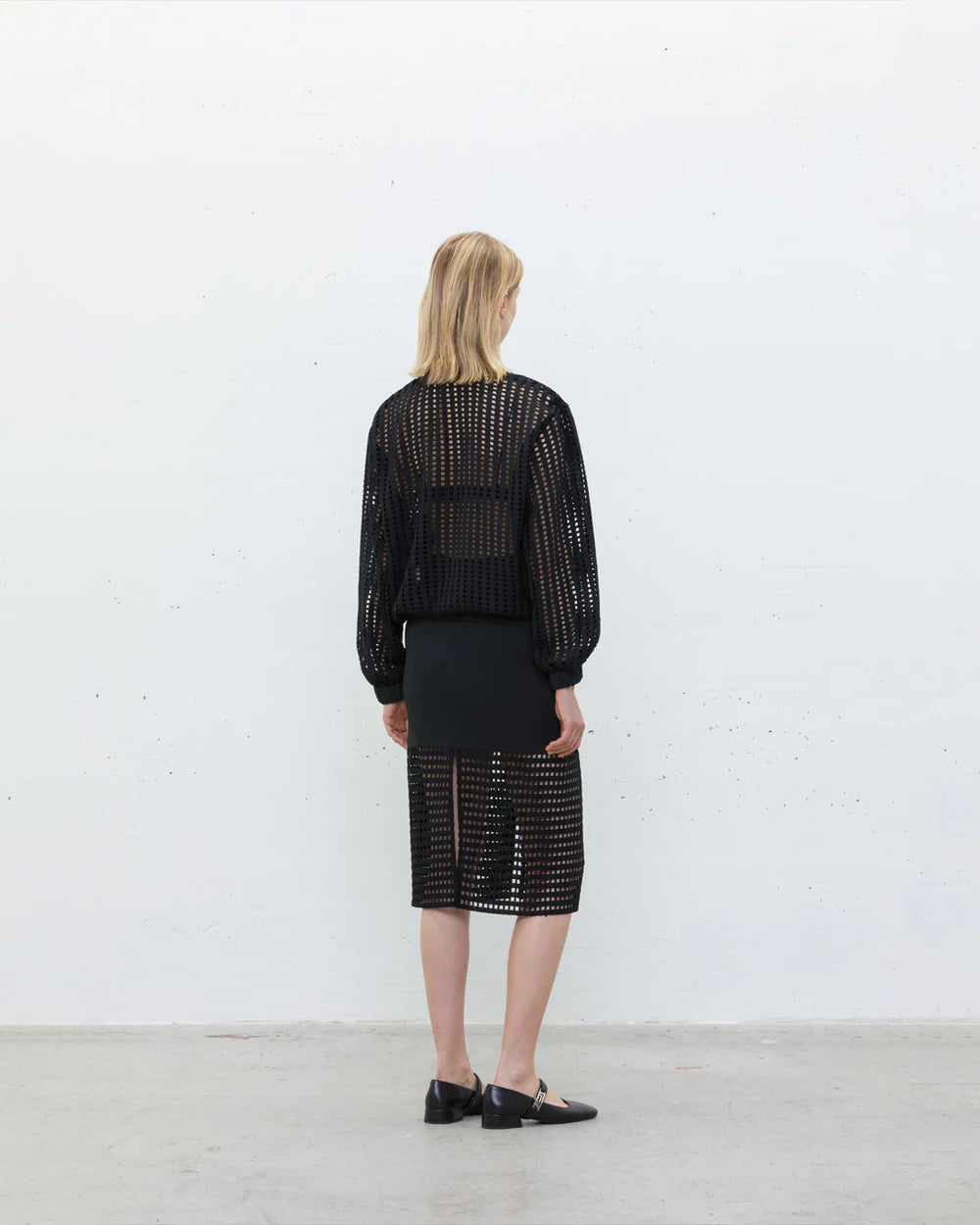 JIJIL - GIACCA TRAFORATA TINTA UNITA DESIGN CON INSERTO NELLA PARTE INFERIORE IN COTONE TON SUR TON CHIUSURA CON ZIP