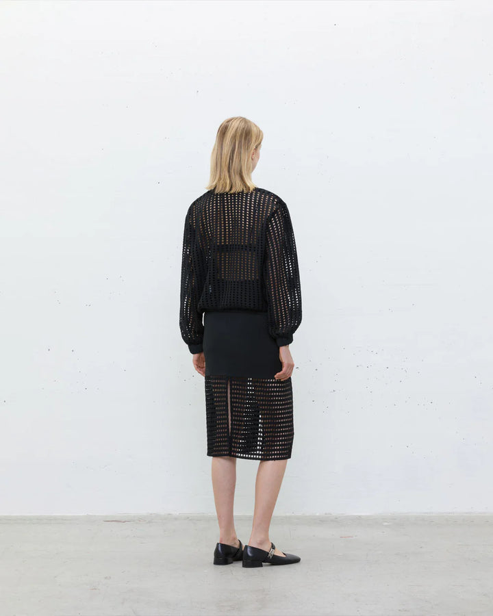 JIJIL - GIACCA TRAFORATA TINTA UNITA DESIGN CON INSERTO NELLA PARTE INFERIORE IN COTONE TON SUR TON CHIUSURA CON ZIP