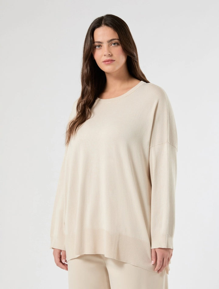 PERSONA - MAGLIA OVER IN MISTO VISCOSA STRETCH, CON SPACCHI AI FIANCHI