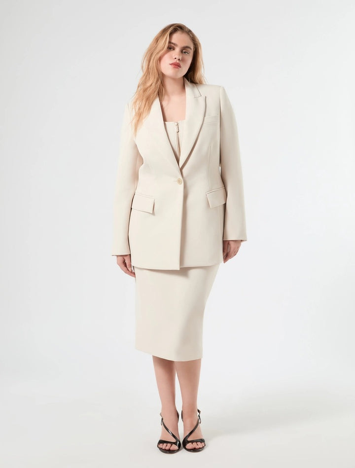 PERSONA - GIACCA BLAZER IN TESSUTO DIAGONALE - ALBINO