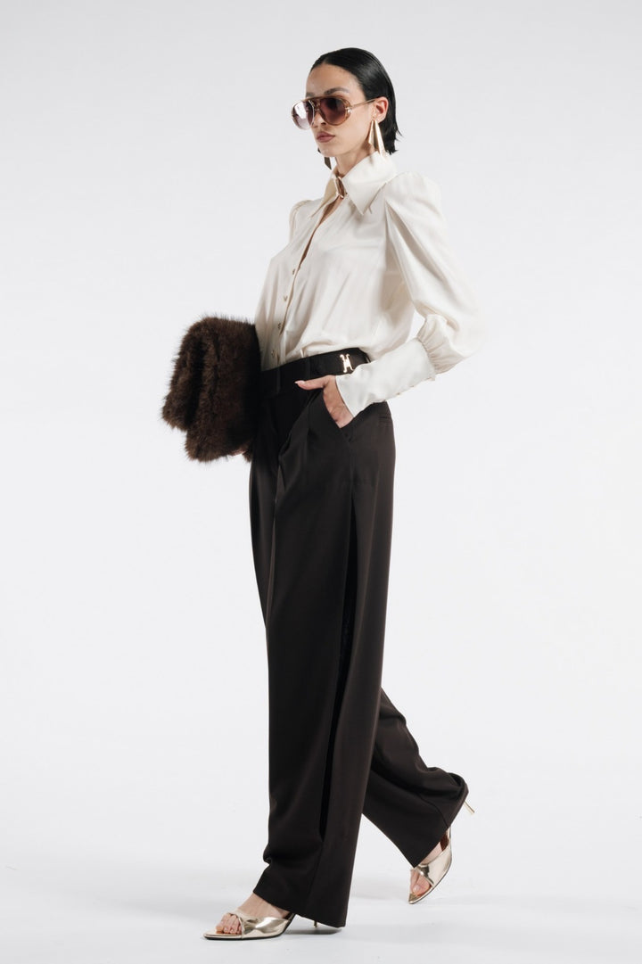 BABYLON - PANTALONI ELEGANTI CON SPACCO LATERALE CON PIZZO 63% POLIAMMIDE + 33%VISCOSA + 4% ELASTAN