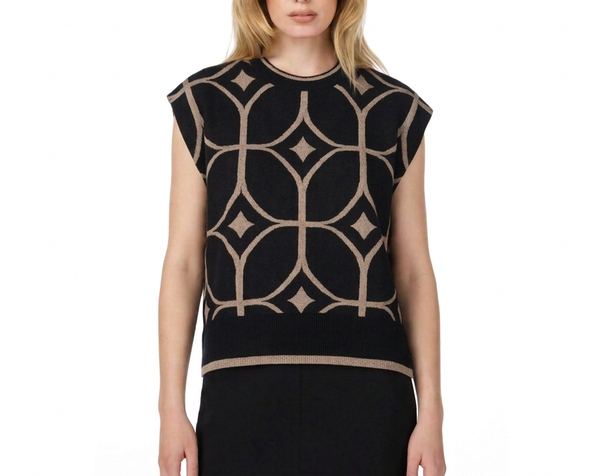 MIRELLA MATTEINI - TOP IN MAGLIA CON MOTIVO GEOMETRICO