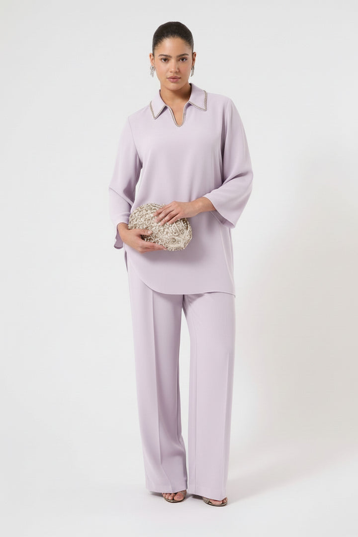 MARINA RINALDI - CASACCA IN CADY CON RICAMO - LAVANDA