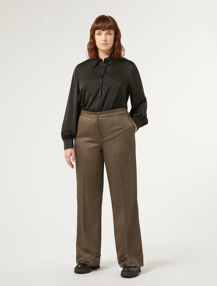 PERSONA - PANTALONI IN TESSUTO TINTO FILO E VISCOSA
